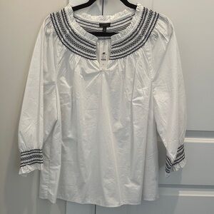 Talbots White Blouse with Black Accents